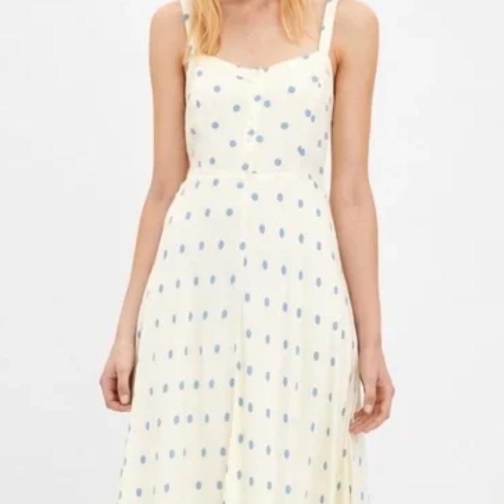 NWT Zara cream with blue polka dots maxi dress.